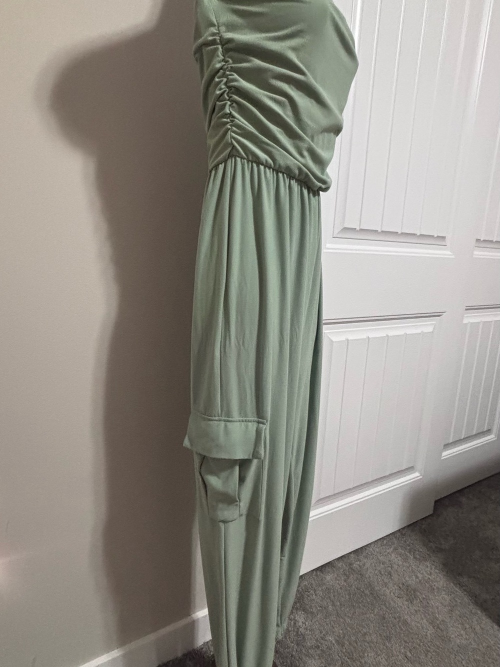 Strapless Wide-Leg Jumpsuit in Sage Green - Picture 3 of 3